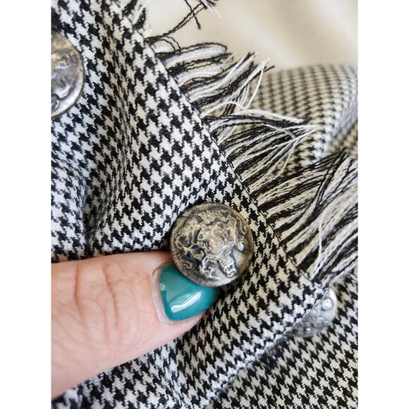 Vintage Stonebridge Buffalo Plaid Wrap Skirt Linen Blend Wrap Size 6 Black - Picture 5 of 11